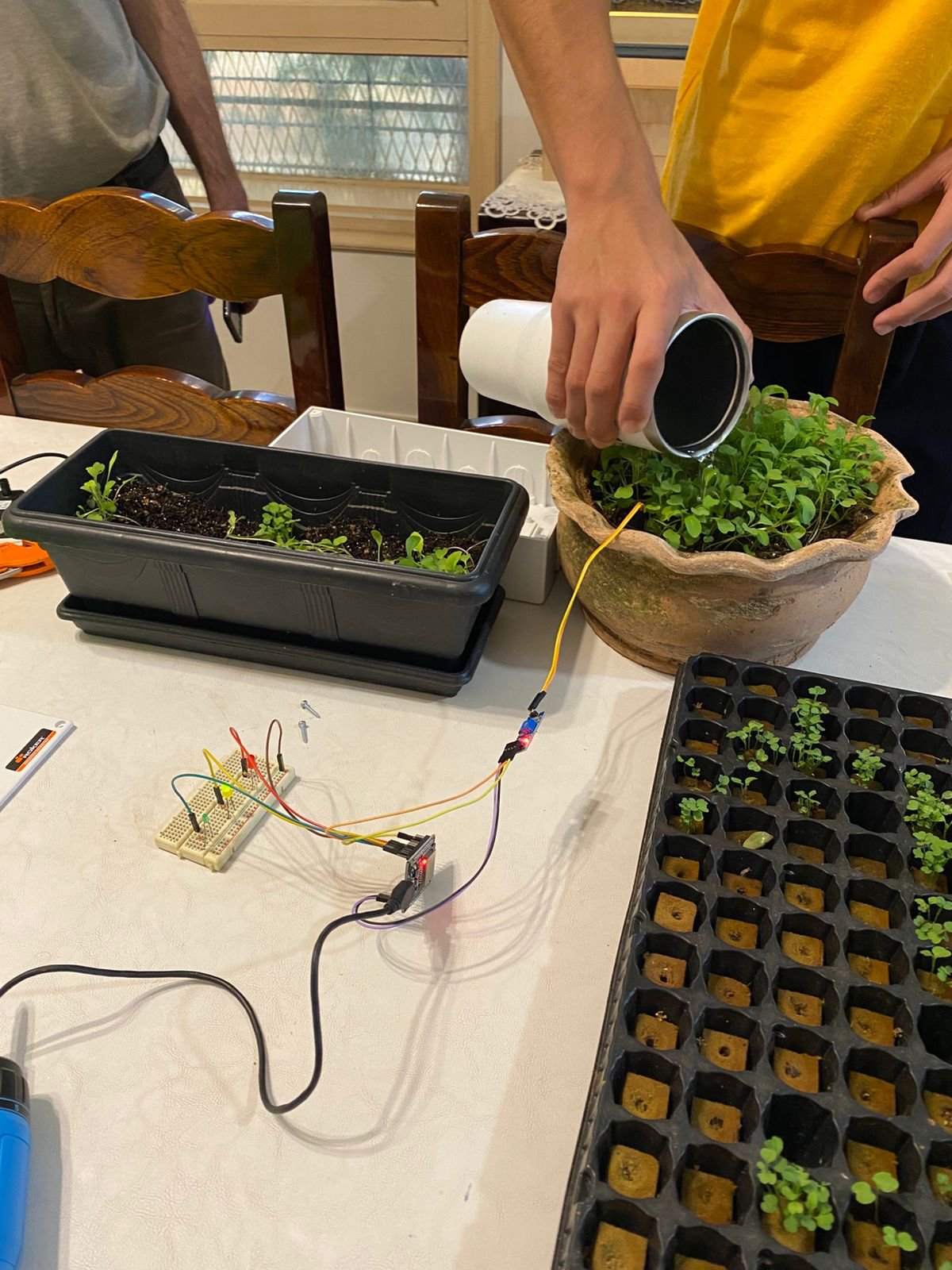 Detector de humedad funcionando